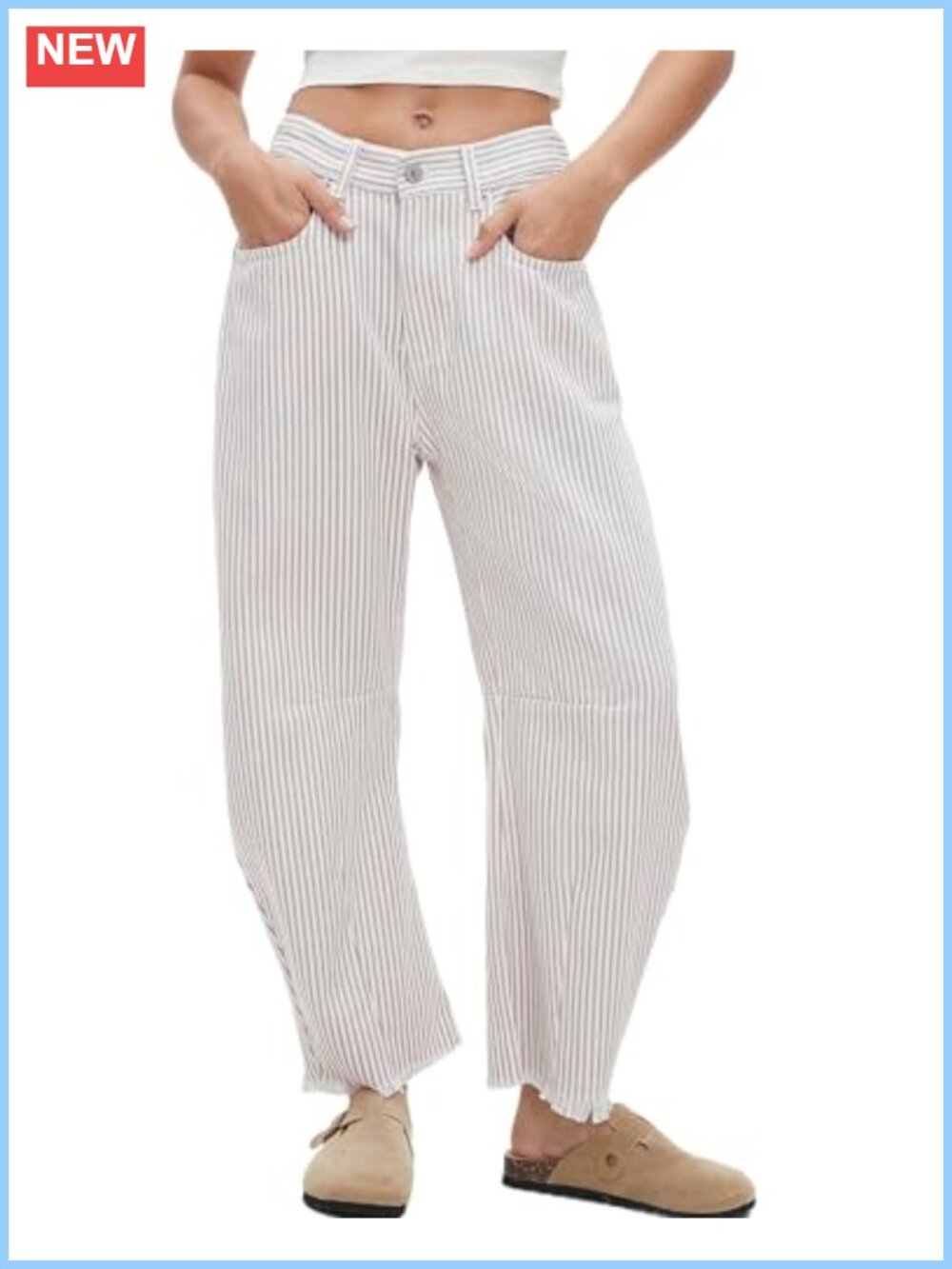 Women's Wide Leg Barrel Jeans Mid Rise Denim Pants